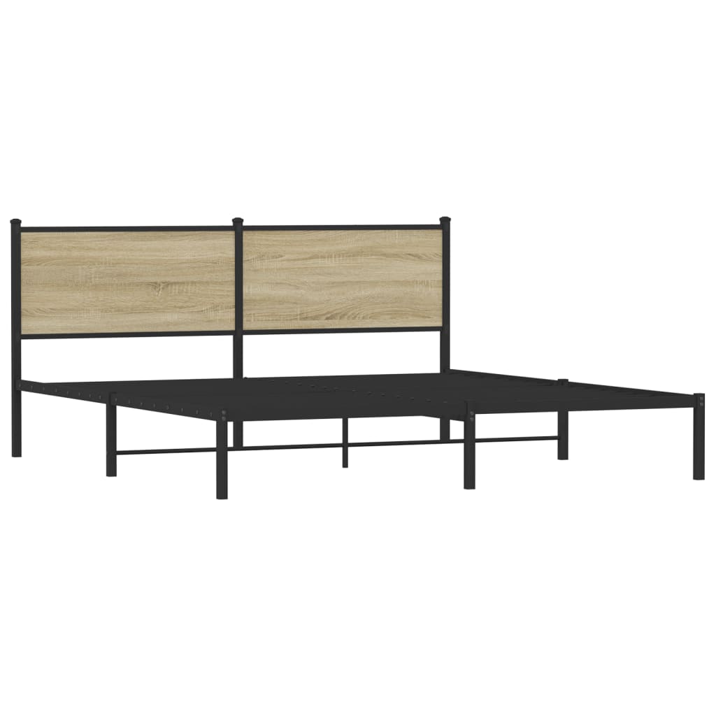 Metal Bed Frame without Mattress Sonoma Oak 183x213 cm