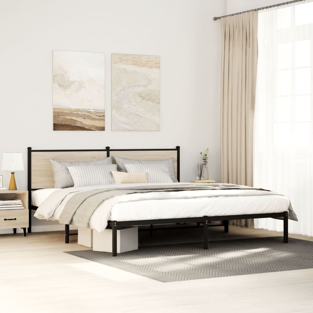Metal Bed Frame without Mattress Sonoma Oak 183x213 cm