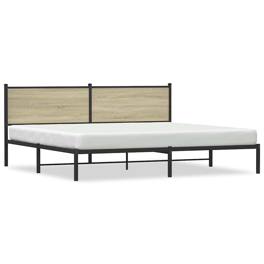 Metal Bed Frame without Mattress Sonoma Oak 193x203 cm