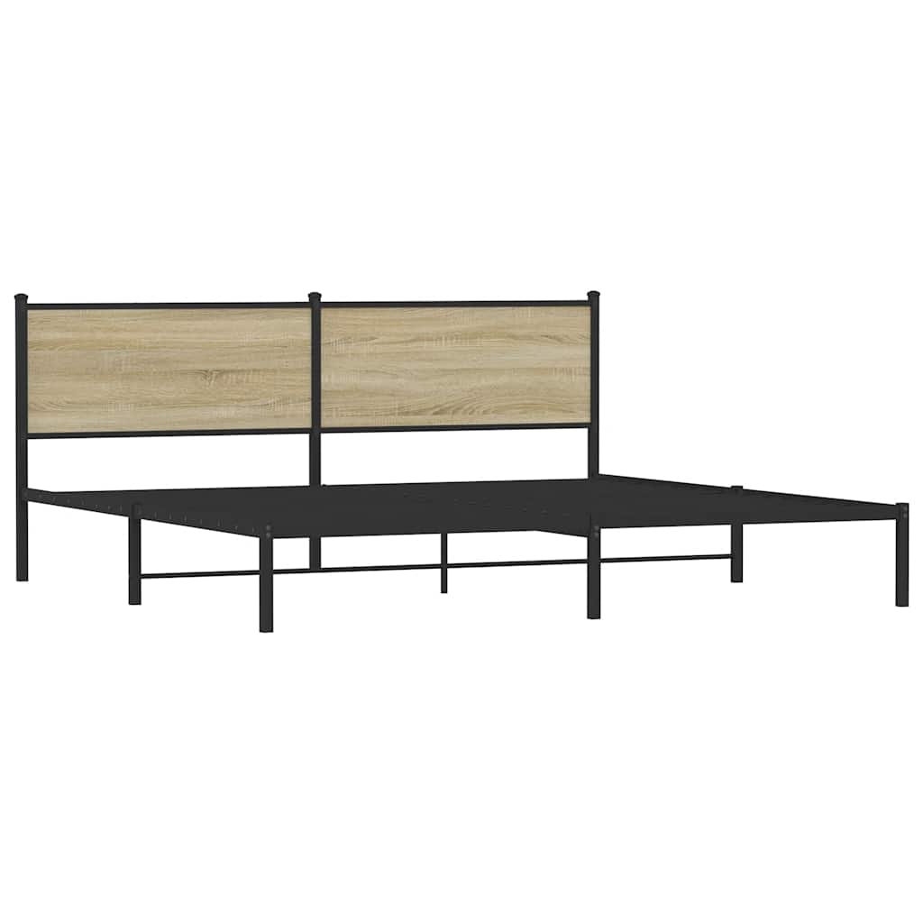 Metal Bed Frame without Mattress Sonoma Oak 193x203 cm