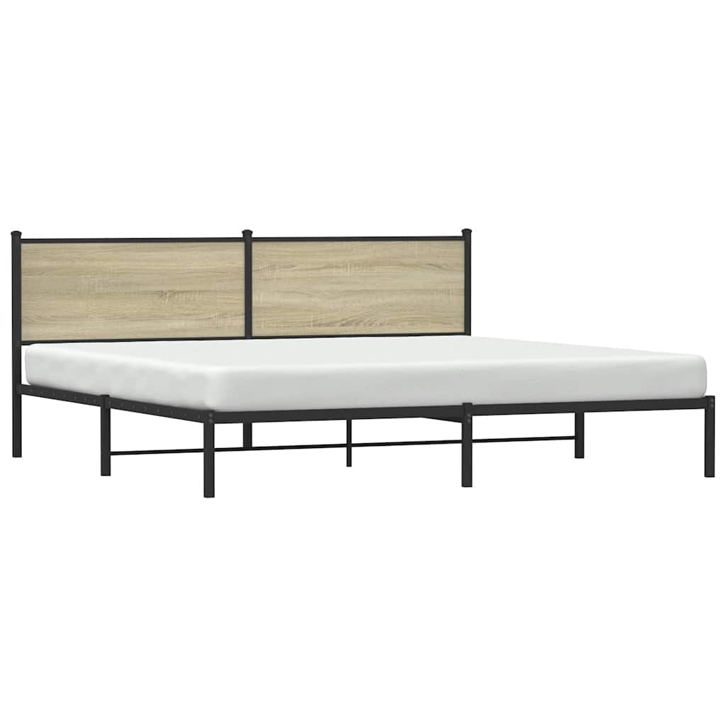 Metal Bed Frame without Mattress Sonoma Oak 193x203 cm