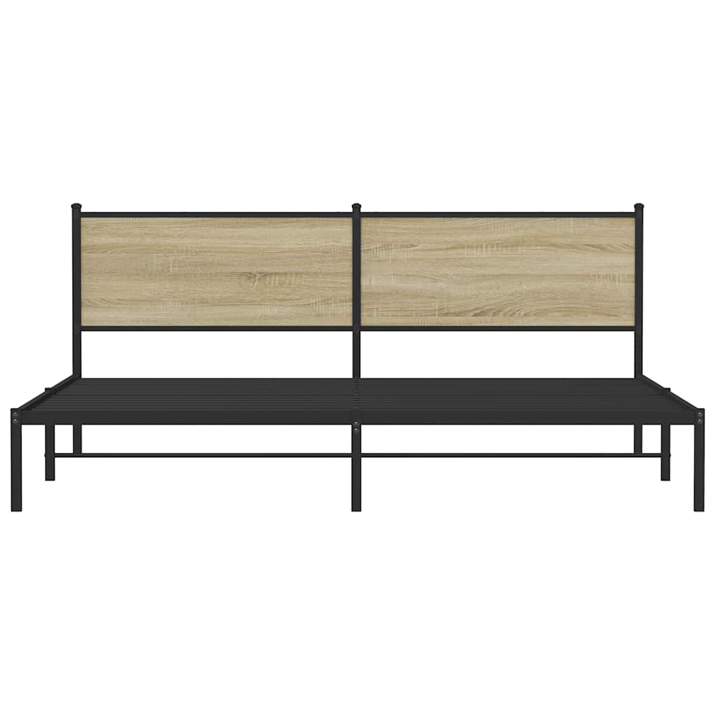 Metal Bed Frame without Mattress Sonoma Oak 193x203 cm