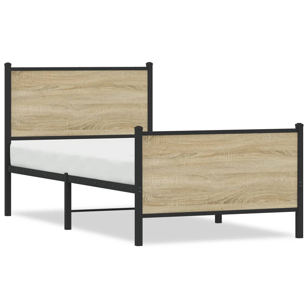 Metal Bed Frame without Mattress Sonoma Oak 80x200 cm