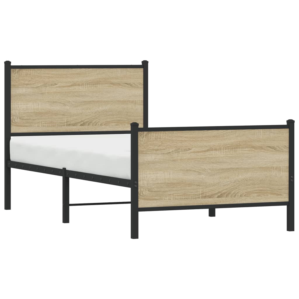 Metal Bed Frame without Mattress Sonoma Oak 80x200 cm