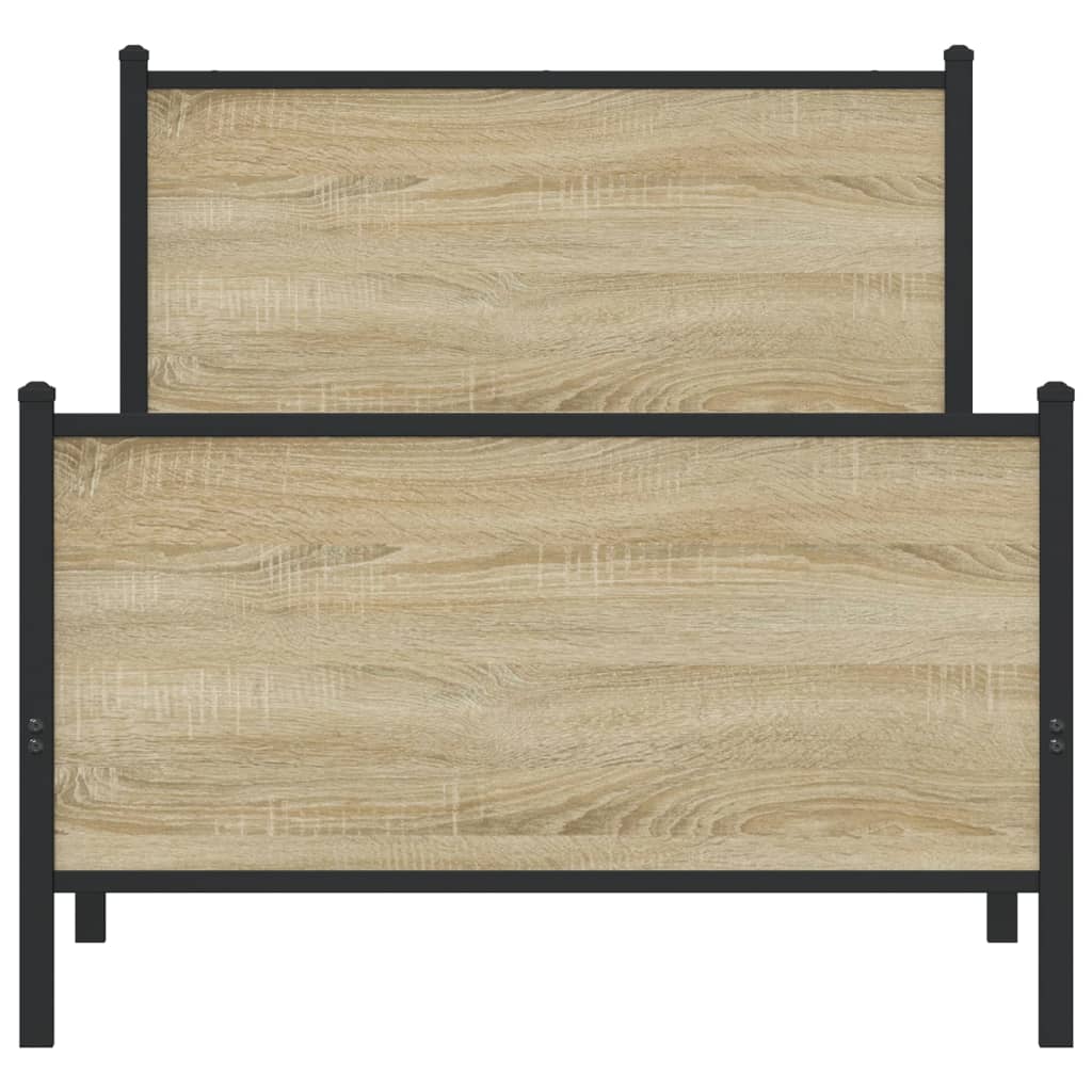 Metal Bed Frame without Mattress Sonoma Oak 80x200 cm