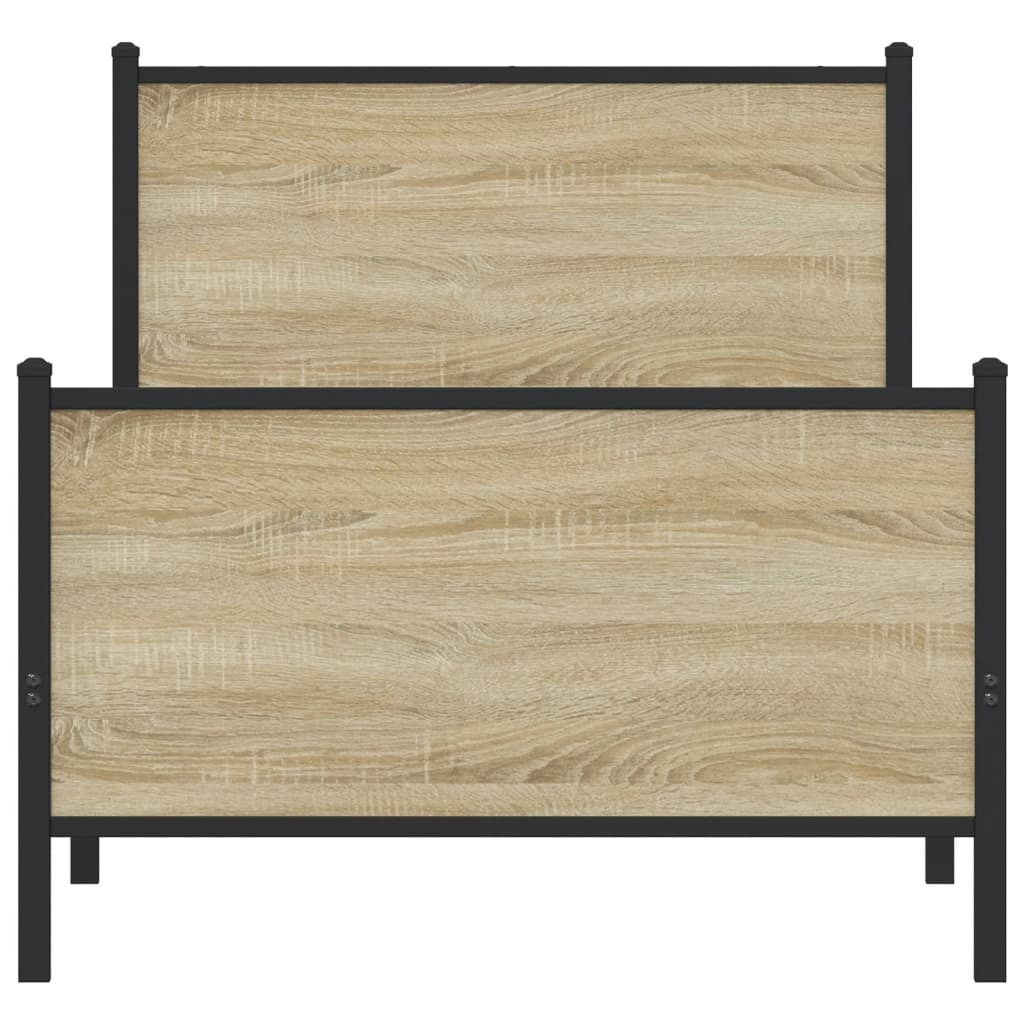 Metal Bed Frame without Mattress Sonoma Oak 90x200 cm