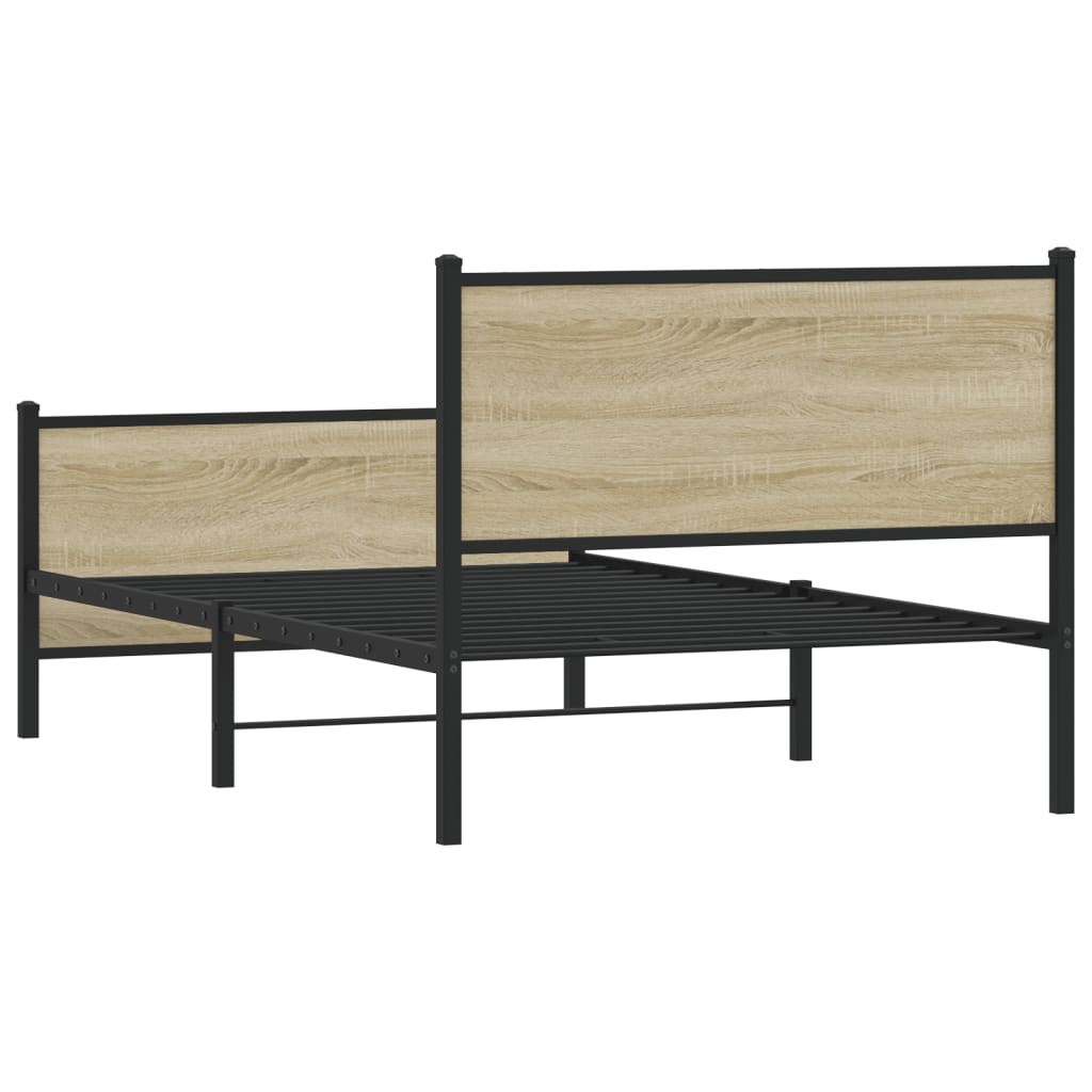 Metal Bed Frame without Mattress Sonoma Oak 100x200 cm