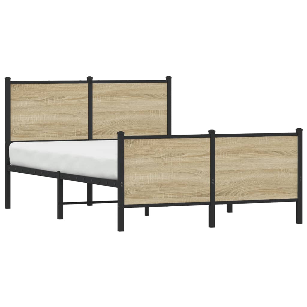 Metal Bed Frame without Mattress Sonoma Oak 120x190 cm Small Double