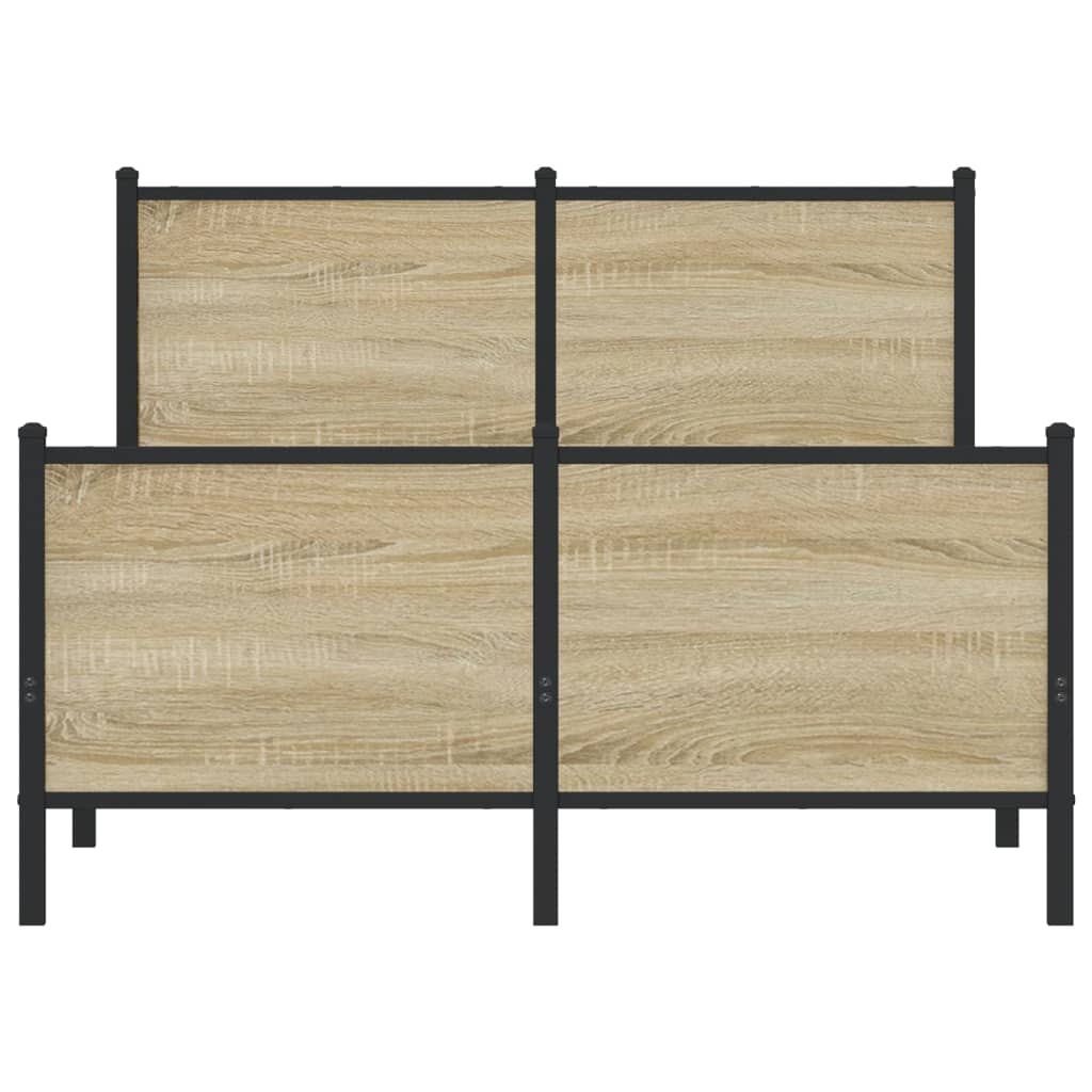Metal Bed Frame without Mattress Sonoma Oak 120x190 cm Small Double