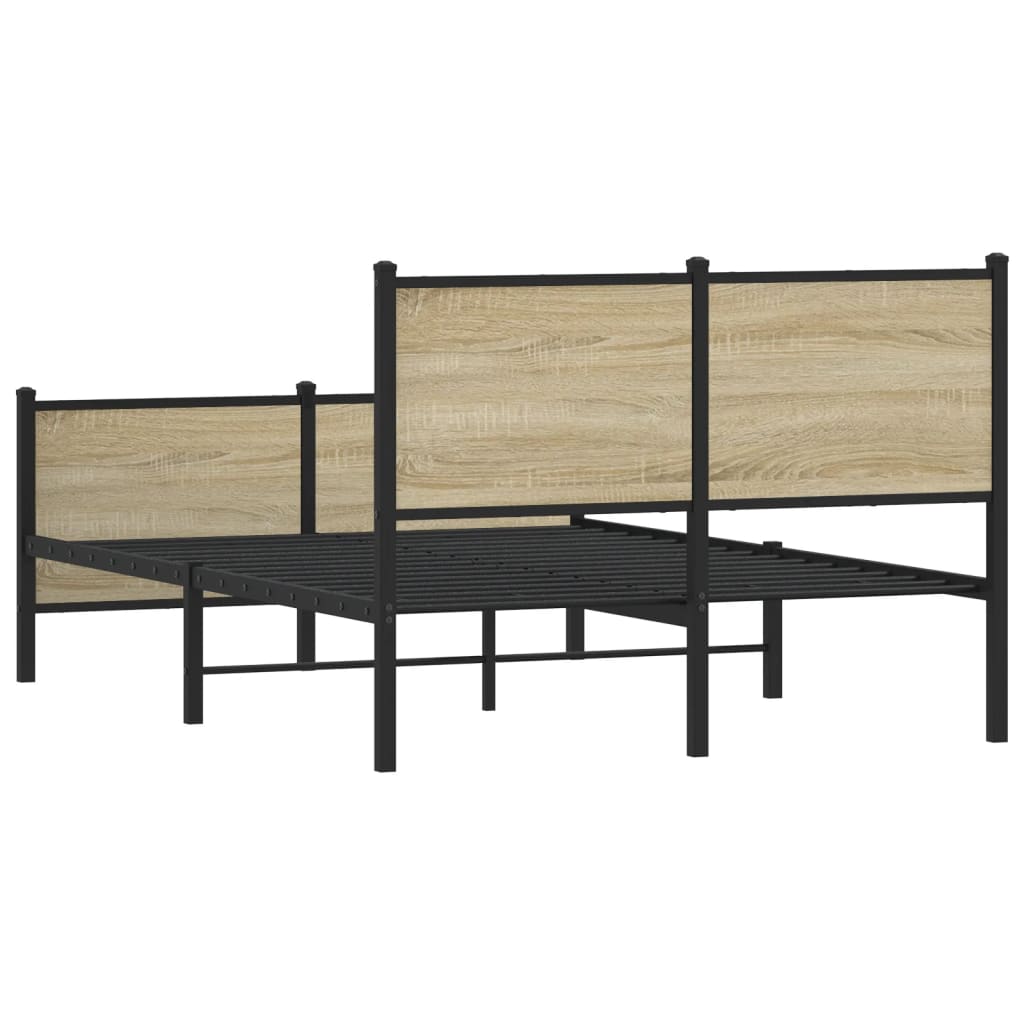 Metal Bed Frame without Mattress Sonoma Oak 120x190 cm Small Double
