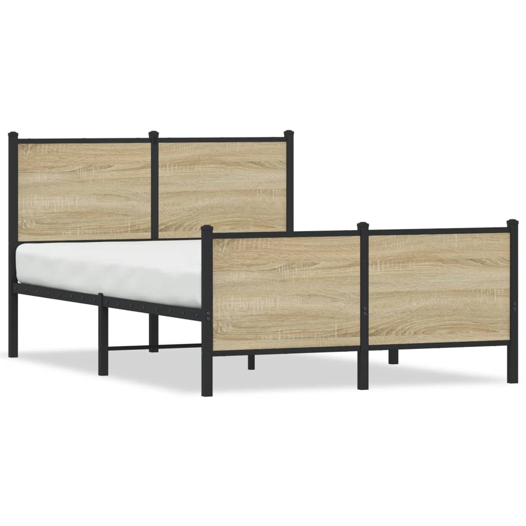 Metal Bed Frame without Mattress Sonoma Oak 120x200 cm