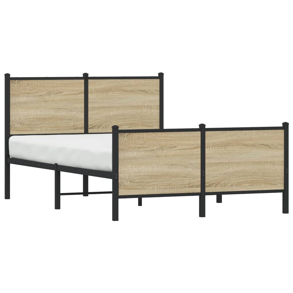 Metal Bed Frame without Mattress Sonoma Oak 120x200 cm