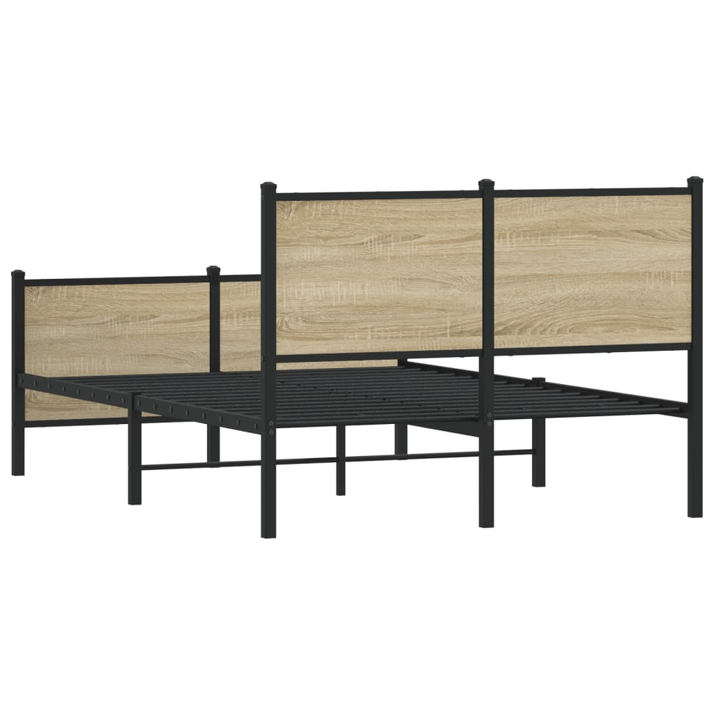 Metal Bed Frame without Mattress Sonoma Oak 120x200 cm