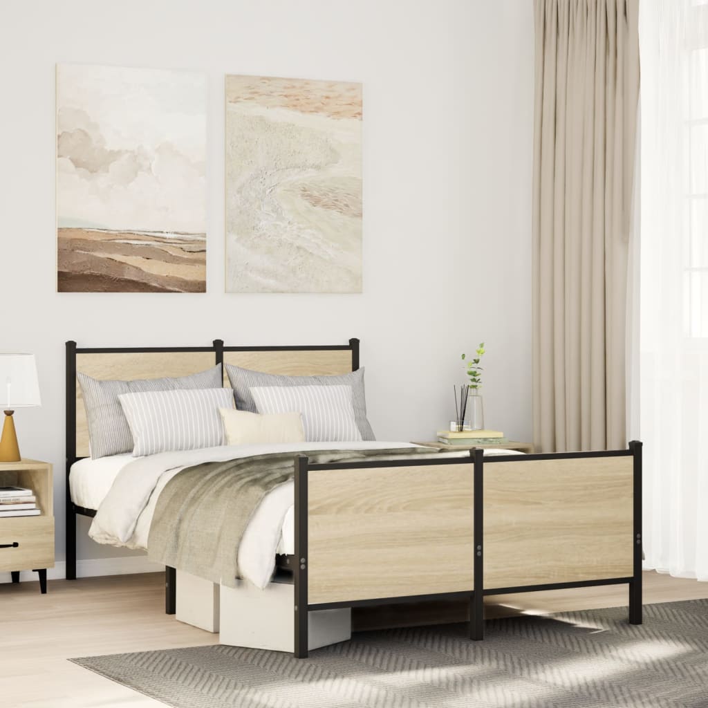 Metal Bed Frame without Mattress Sonoma Oak 120x200 cm