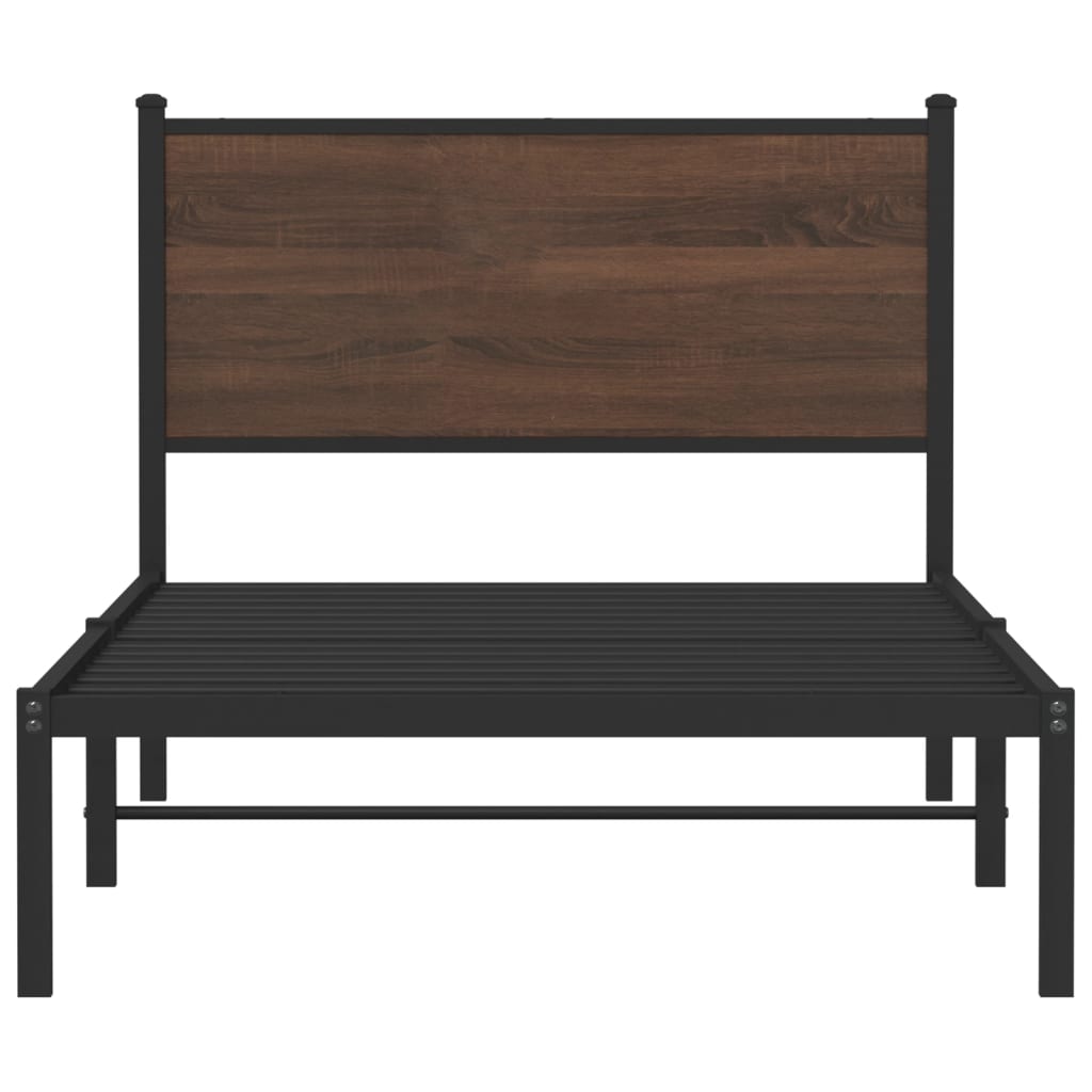 Metal Bed Frame without Mattress Brown Oak 100x200 cm