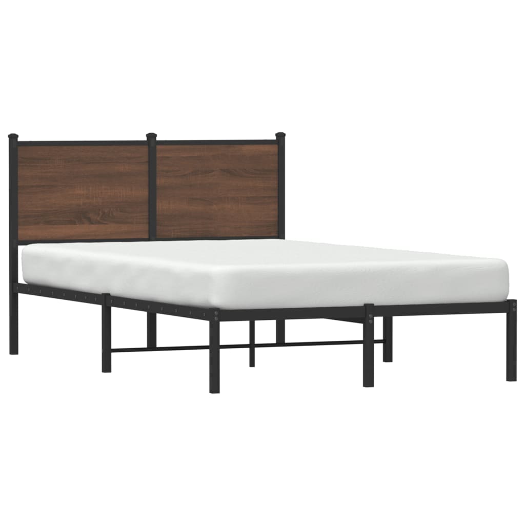 Metal Bed Frame without Mattress Brown Oak 120x200 cm