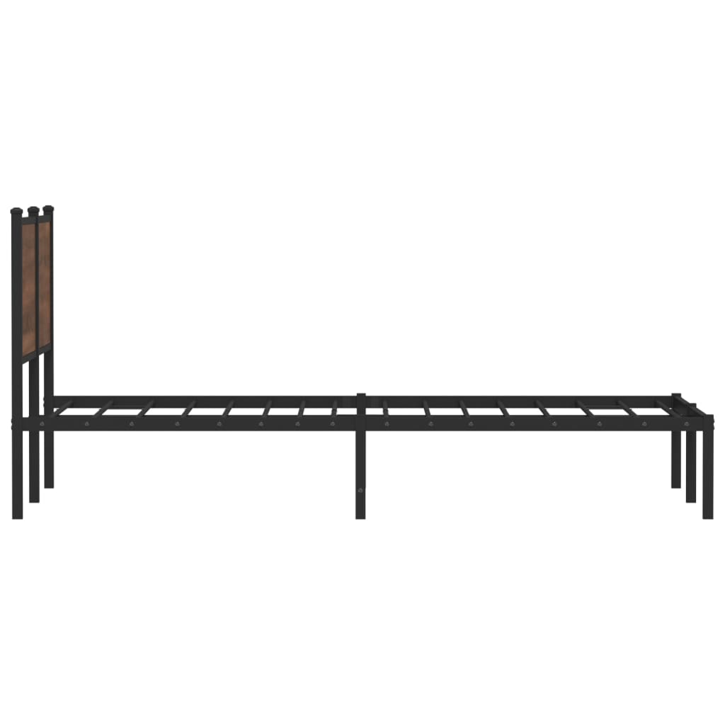 Metal Bed Frame without Mattress Brown Oak 120x200 cm