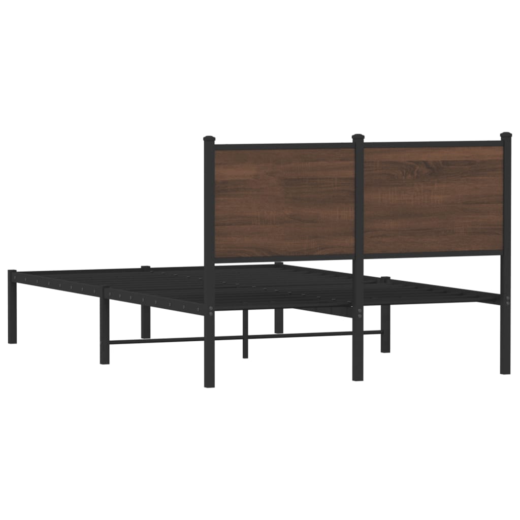 Metal Bed Frame without Mattress Brown Oak 120x200 cm