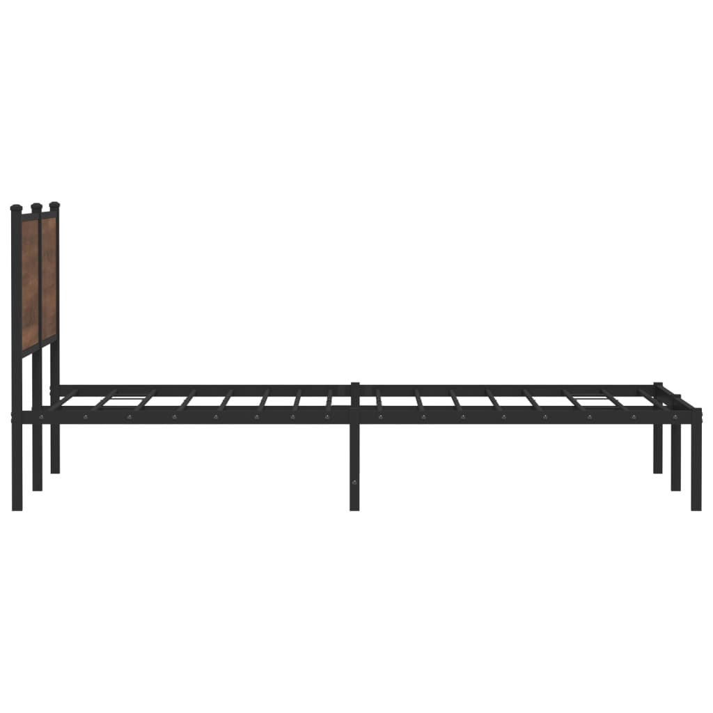 Metal Bed Frame without Mattress Brown Oak 140x190 cm