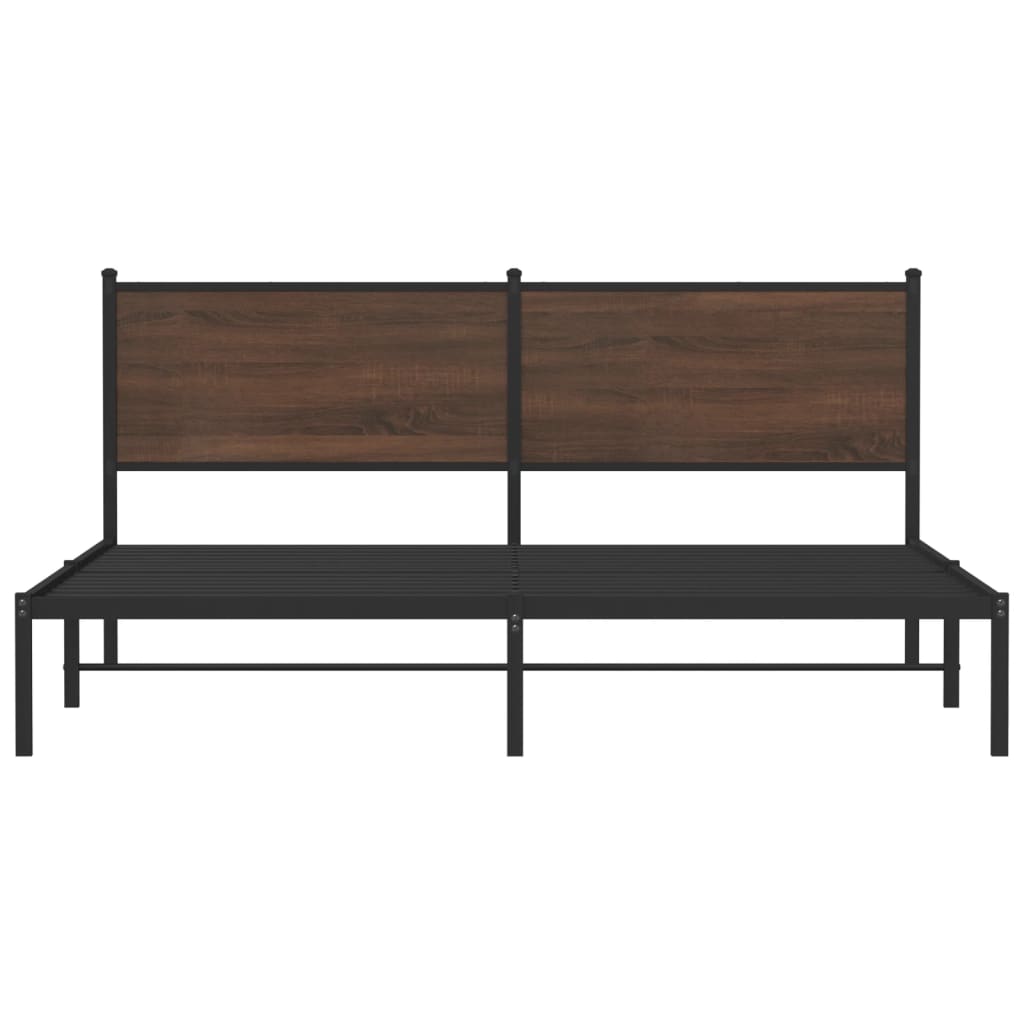 Metal Bed Frame without Mattress Brown Oak 160x200 cm