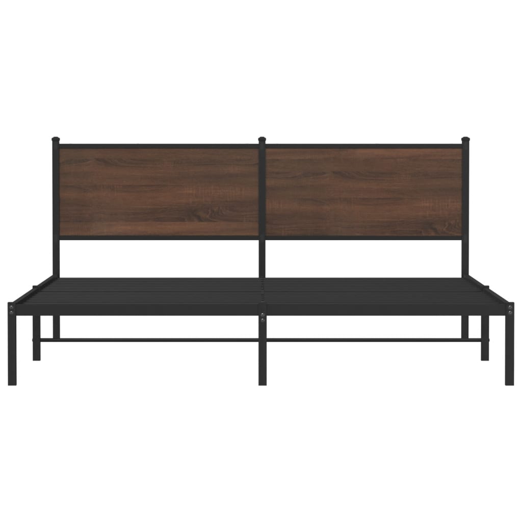 Metal Bed Frame without Mattress Brown Oak 180x200 cm Super King