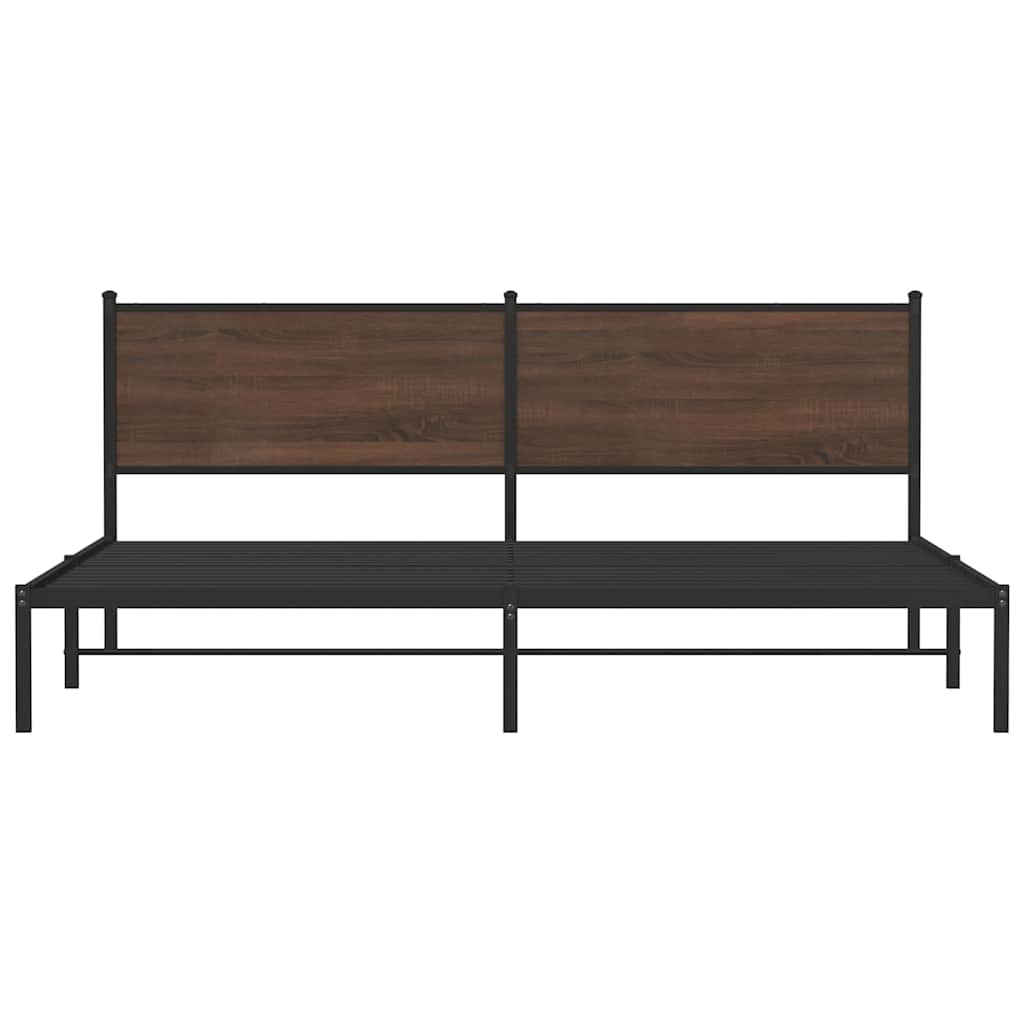 Metal Bed Frame without Mattress Brown Oak 193x203 cm