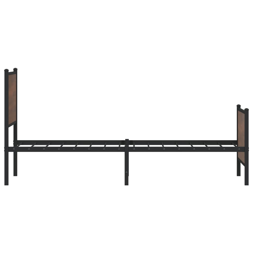 Metal Bed Frame without Mattress Brown Oak 90x190 cm Single