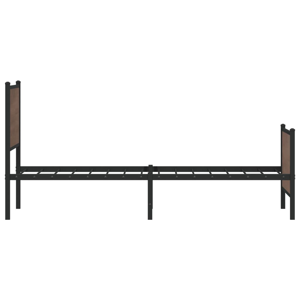 Metal Bed Frame without Mattress Brown Oak 100x200 cm
