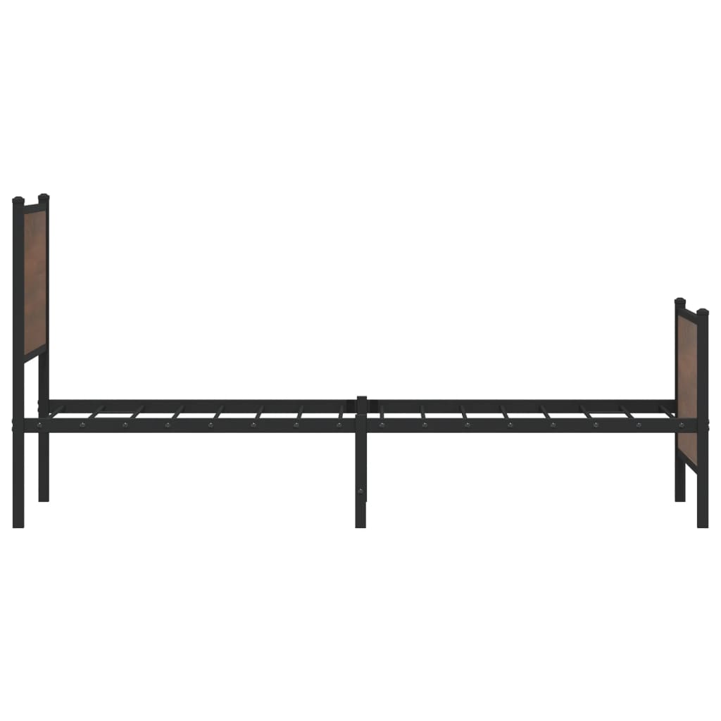 Metal Bed Frame without Mattress Brown Oak 107x203 cm