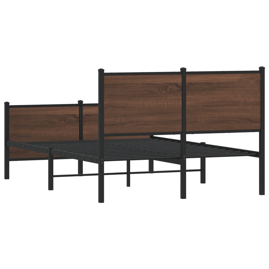 Metal Bed Frame without Mattress Brown Oak 120x190 cm Small Double