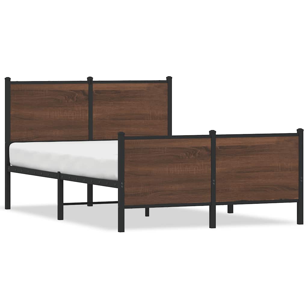 Metal Bed Frame without Mattress Brown Oak 120x200 cm