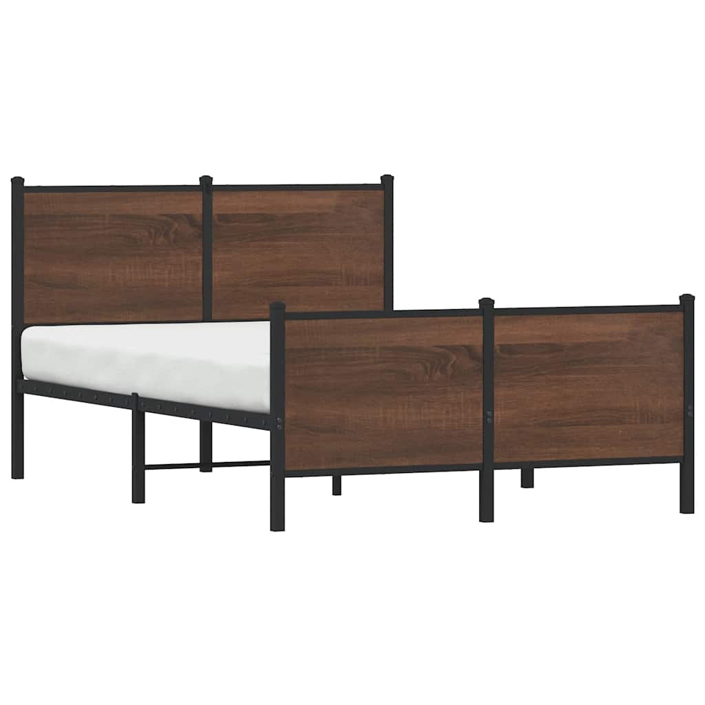 Metal Bed Frame without Mattress Brown Oak 120x200 cm