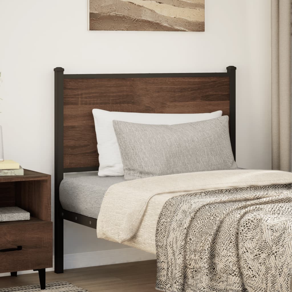 Headboard Brown Oak 80 cm Engineered Wood and Steel
