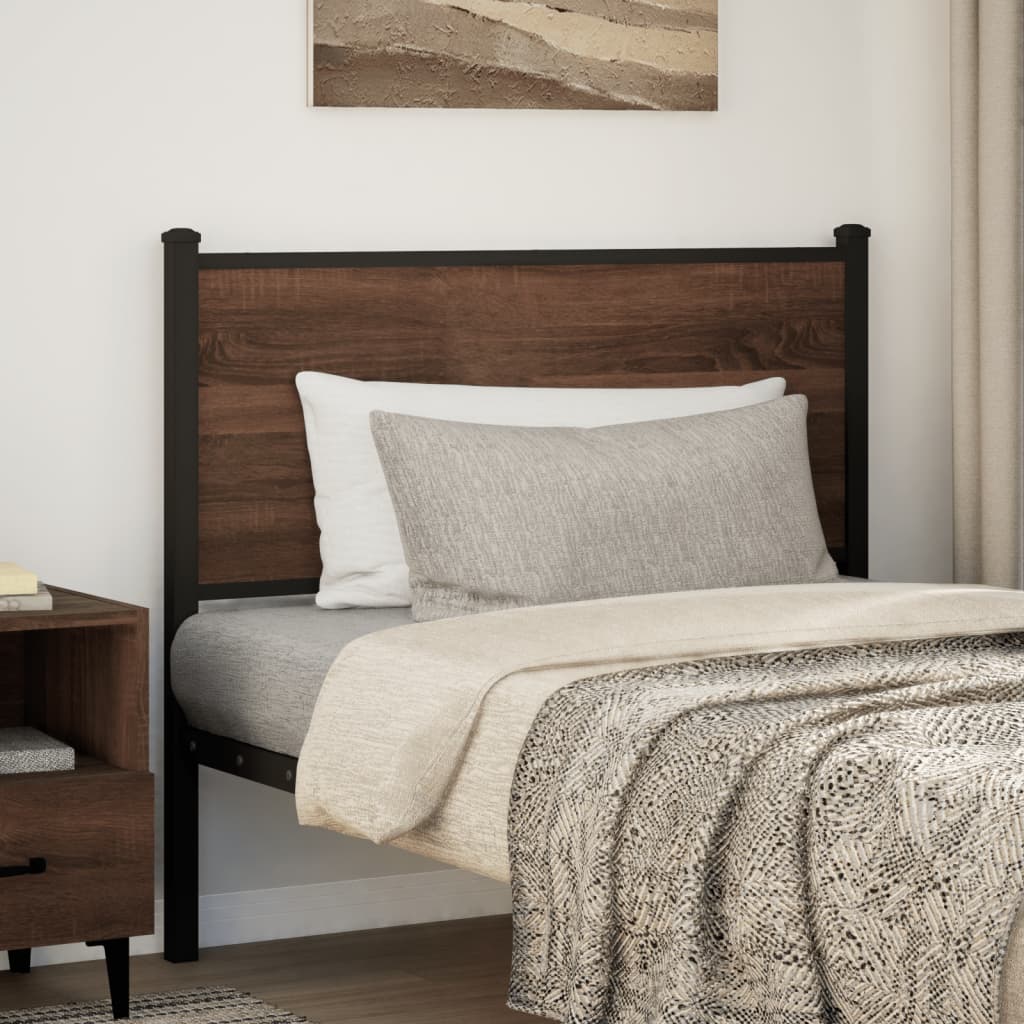 Headboard Brown Oak 107 cm Engineered Wood and Steel