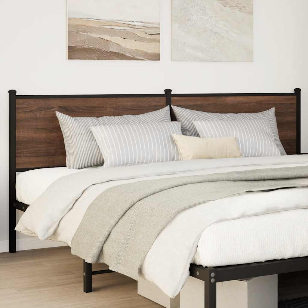 Headboard Brown Oak 190 cm Engineered Wood and Steel