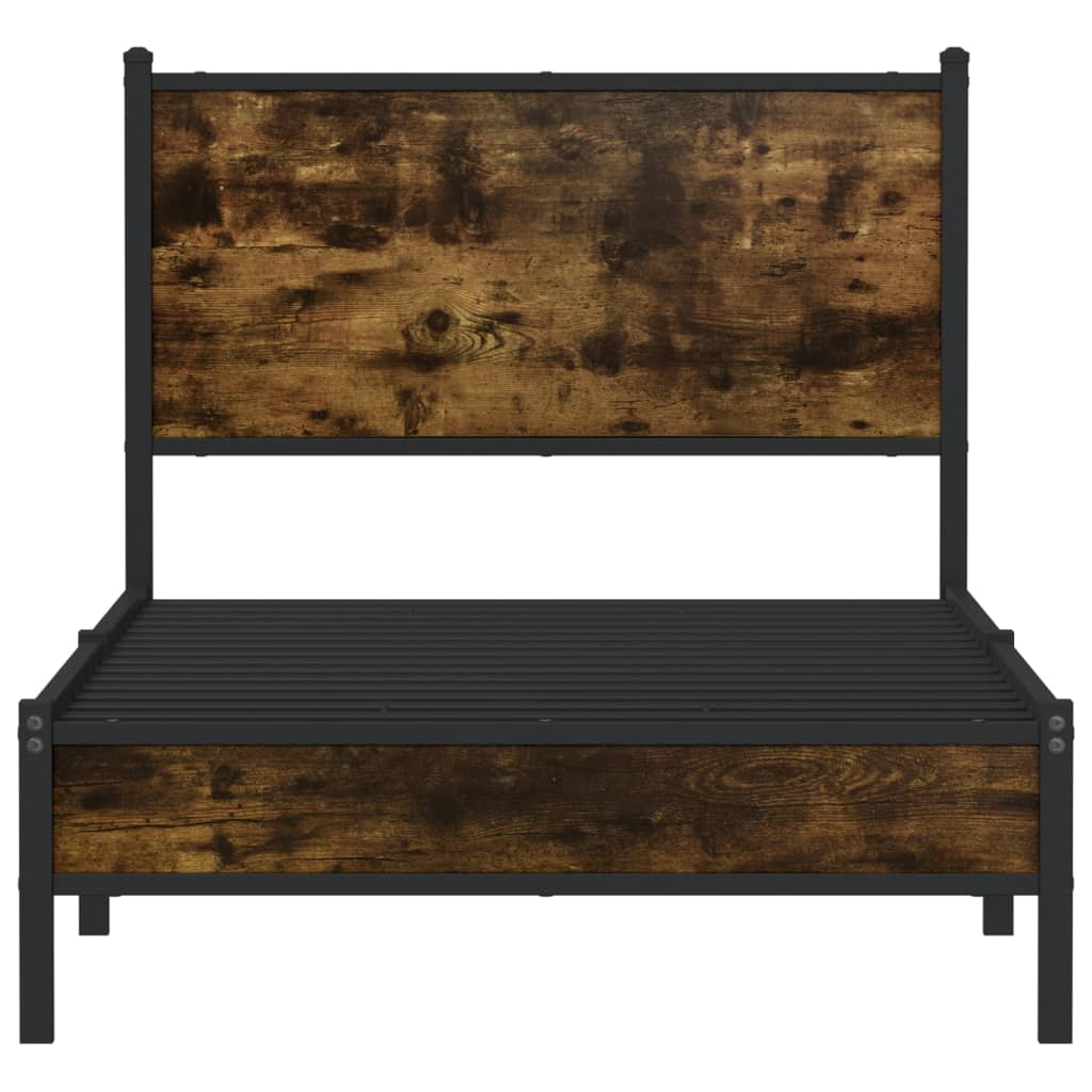 Metal Bed Frame without Mattress Smoked Oak 80x200 cm
