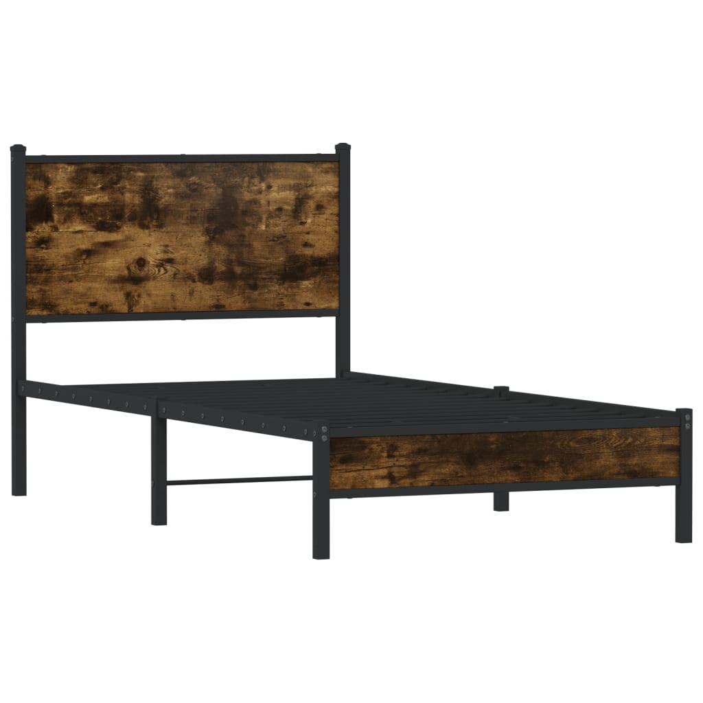 Metal Bed Frame without Mattress Smoked Oak 90x200 cm