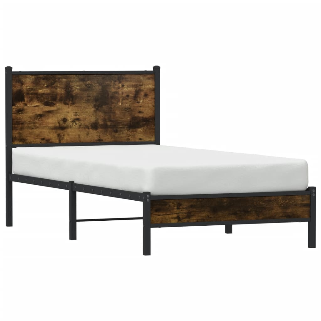 Metal Bed Frame without Mattress Smoked Oak 90x200 cm