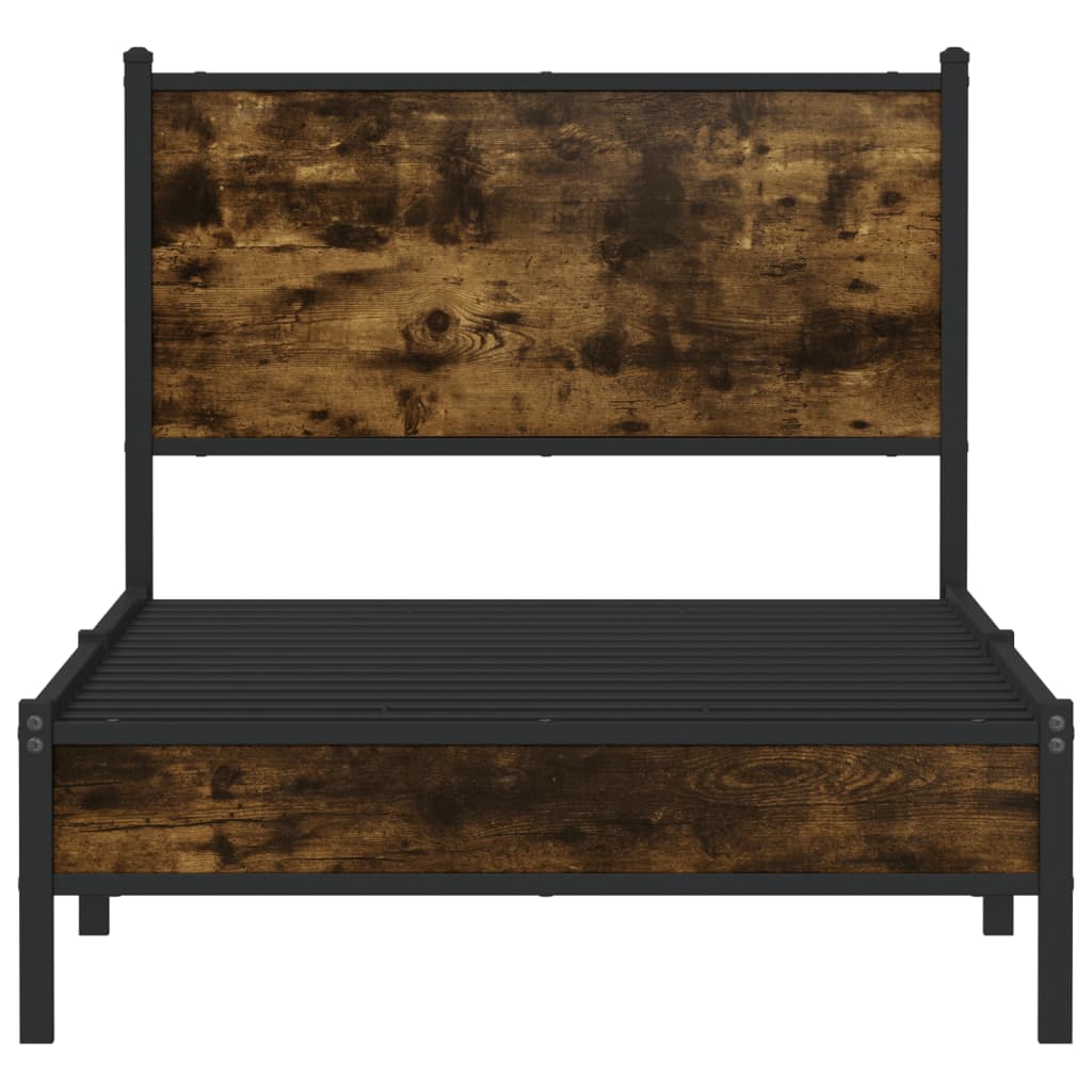 Metal Bed Frame without Mattress Smoked Oak 90x200 cm