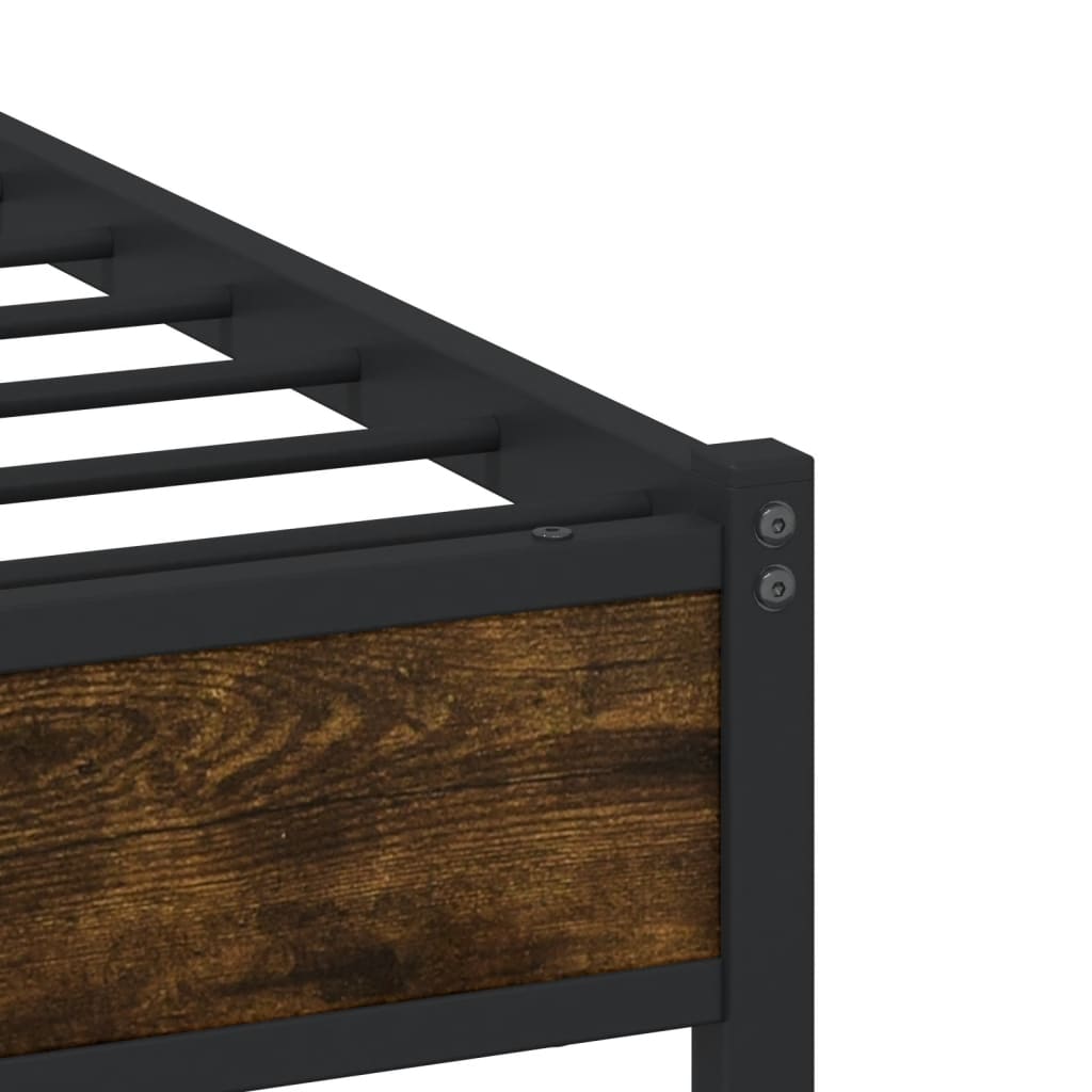 Metal Bed Frame without Mattress Smoked Oak 90x200 cm