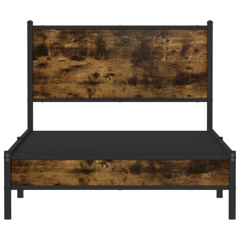 Metal Bed Frame without Mattress Smoked Oak 100x190 cm