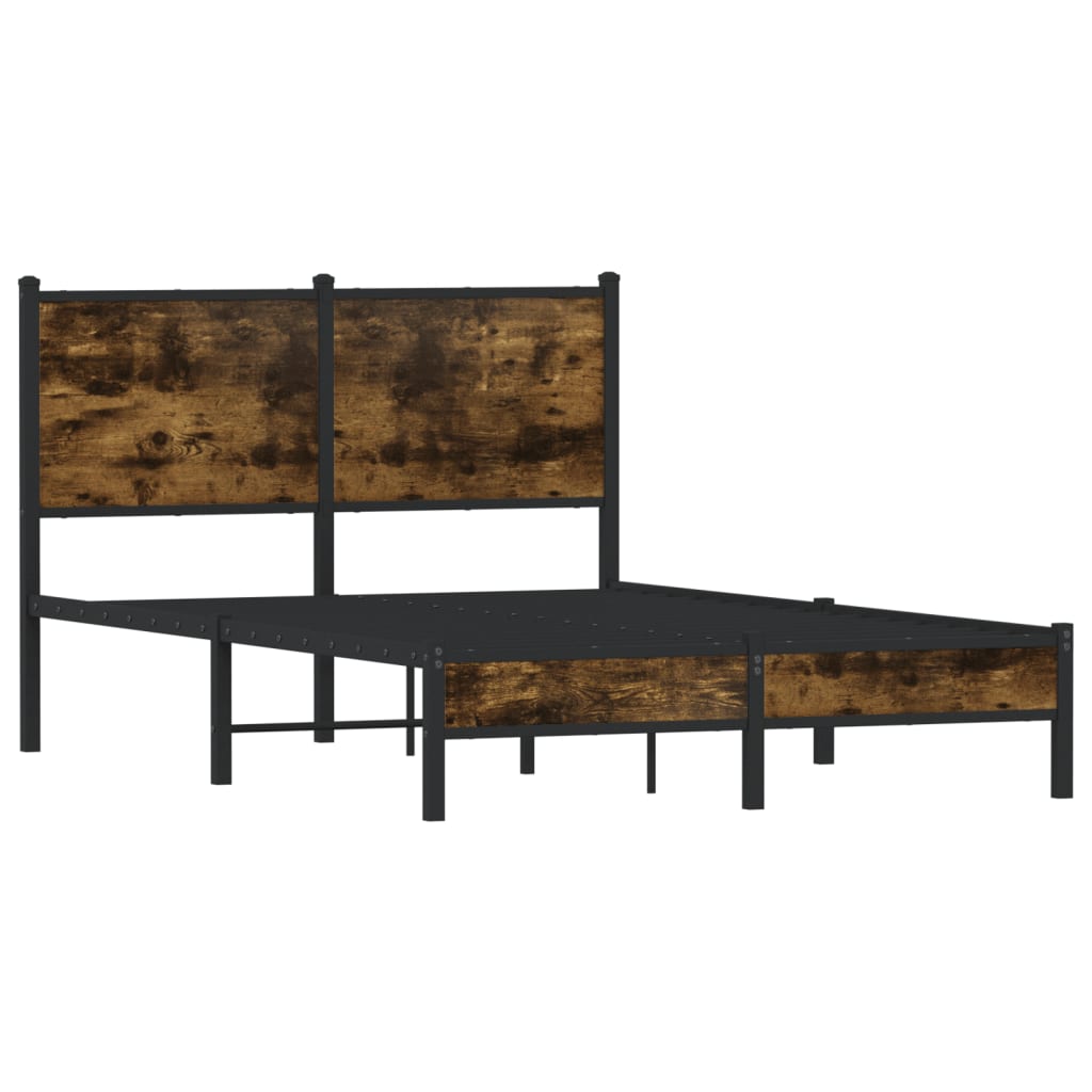 Metal Bed Frame without Mattress Smoked Oak 120x200 cm