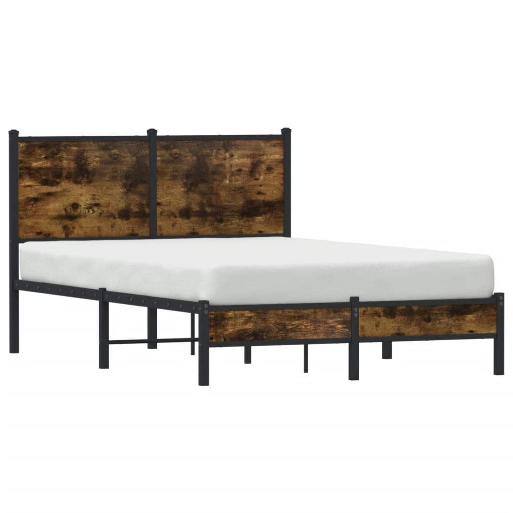 Metal Bed Frame without Mattress Smoked Oak 120x200 cm