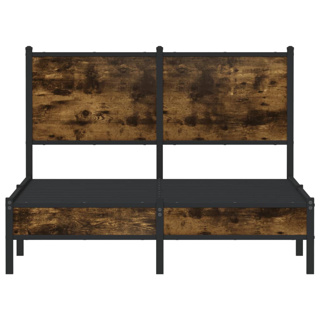 Metal Bed Frame without Mattress Smoked Oak 120x200 cm