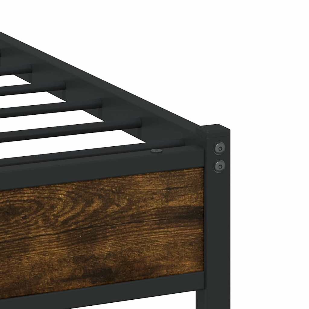 Metal Bed Frame without Mattress Smoked Oak 120x200 cm