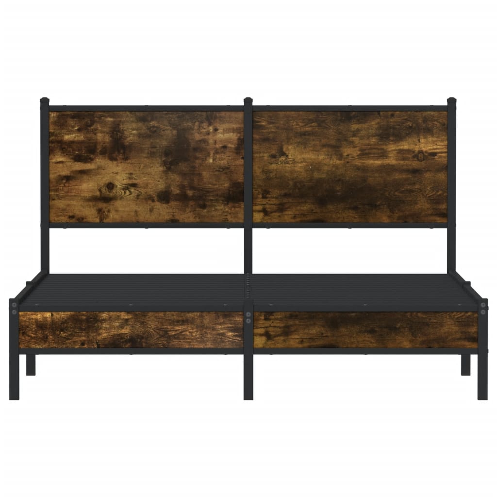 Metal Bed Frame without Mattress Smoked Oak 137x190 cm