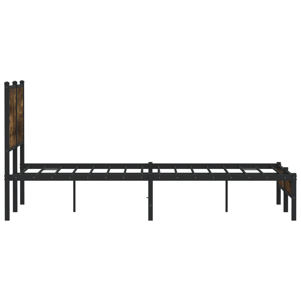 Metal Bed Frame without Mattress Smoked Oak 137x190 cm