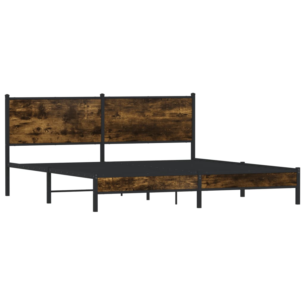 Metal Bed Frame without Mattress Smoked Oak 160x200 cm