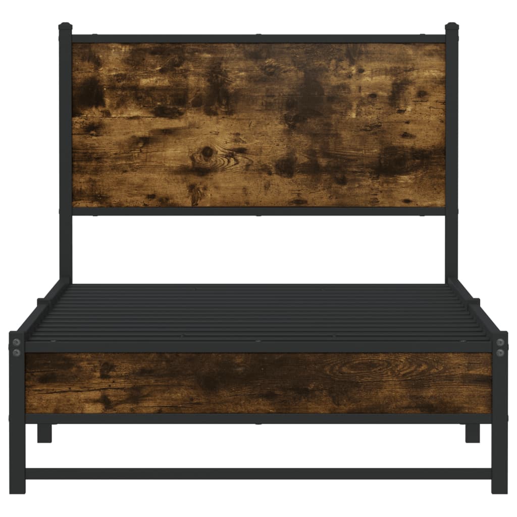 Metal Bed Frame without Mattress Smoked Oak 80x200 cm