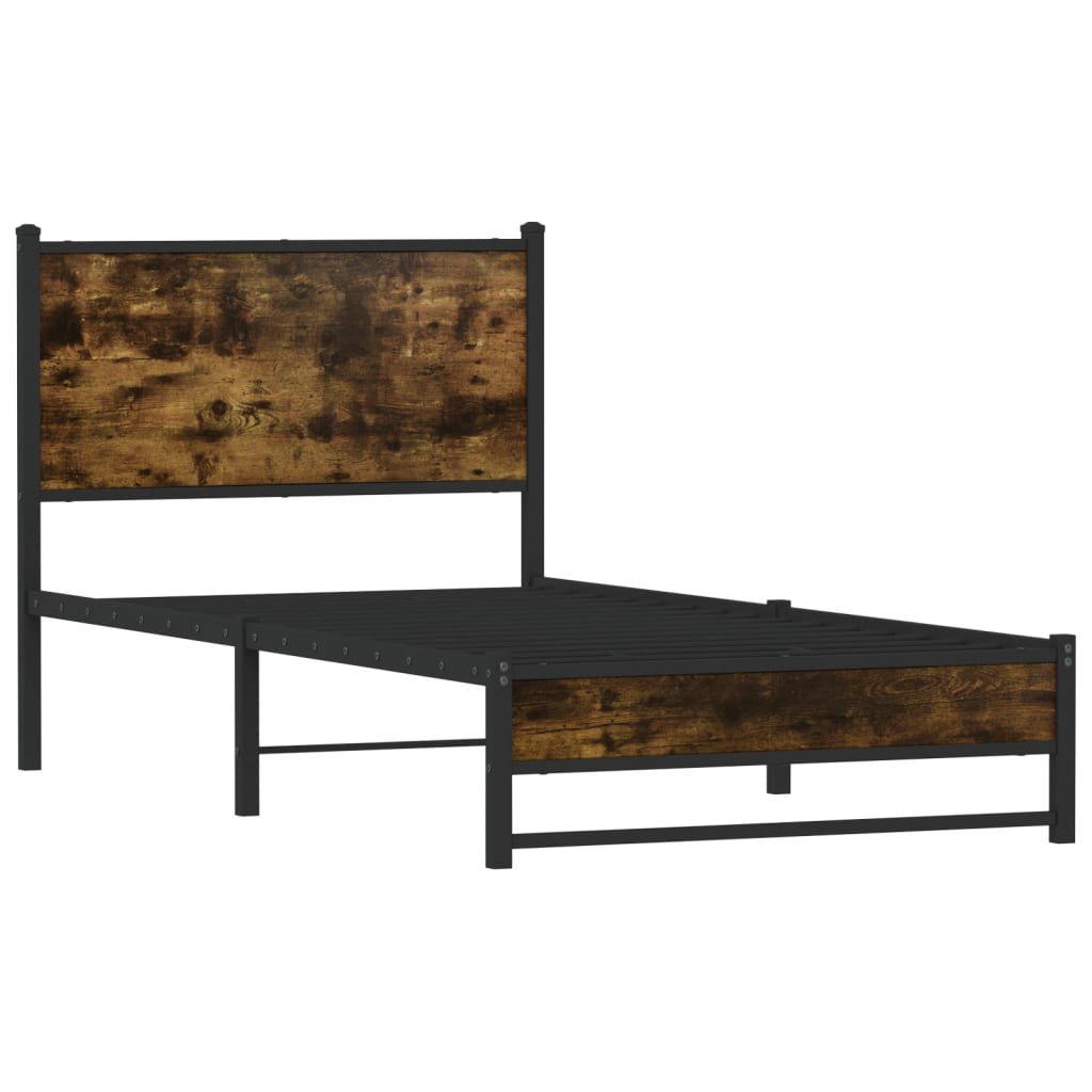 Metal Bed Frame without Mattress Smoked Oak 100x200 cm